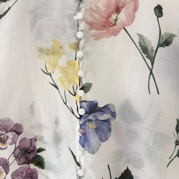 Bailey 44 White Sheer Floral Button-Up Blouse, Size S - Picture 9 of 16